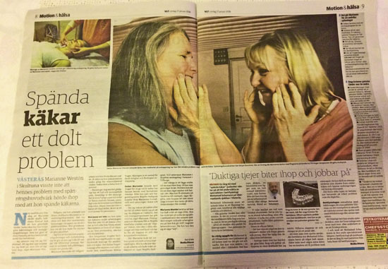 Artikel i VLT 27/1-18. Tryck på bilden för att läsa artikeln "Spända käkar ett dolt problem"